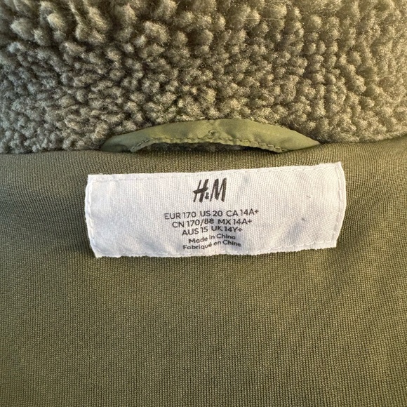 H&M Olive Green Sherpa Fleece Jacket - Picture 7 of 11